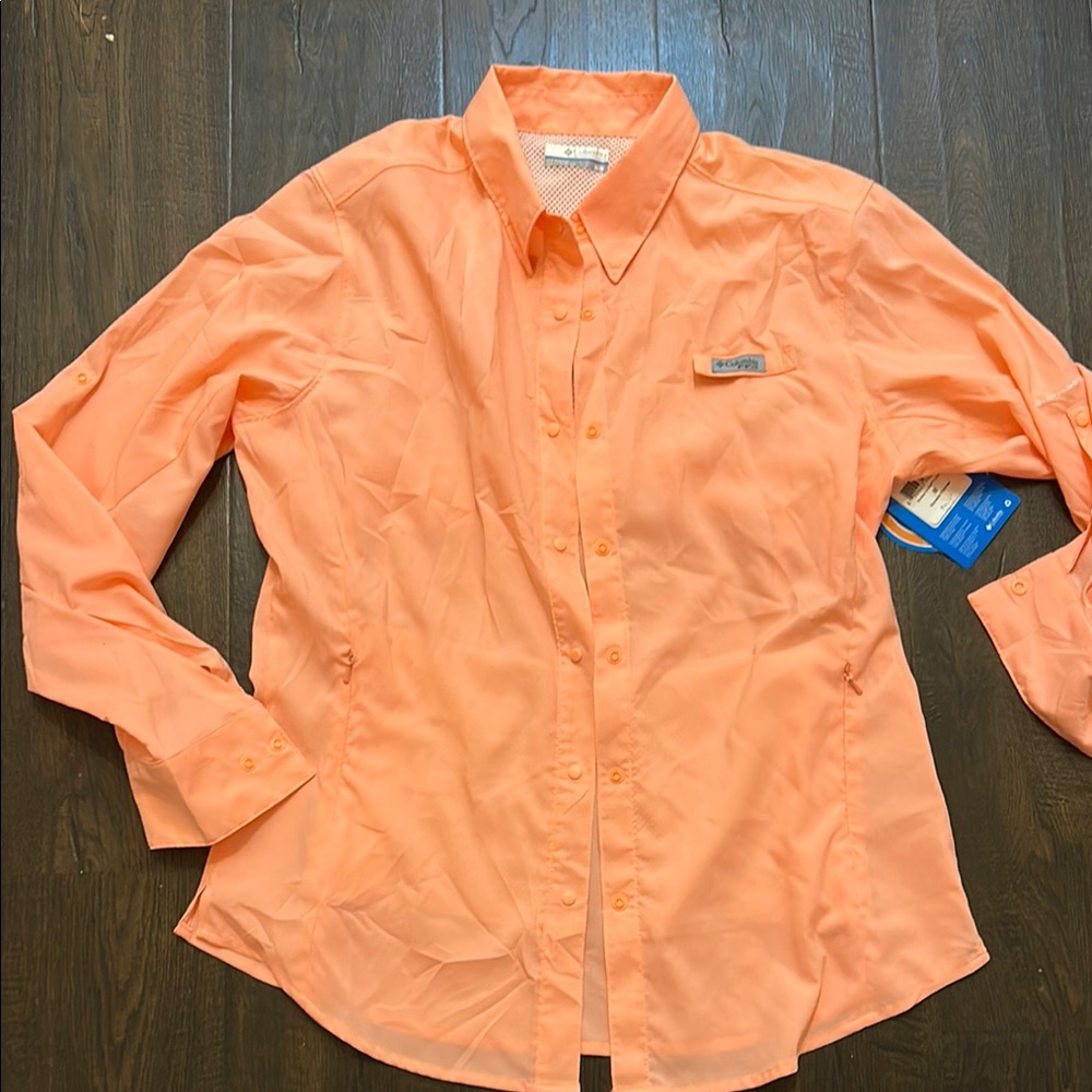 Columbia PFG Omni- Shade Women’s Coral Button-Up Shirt M